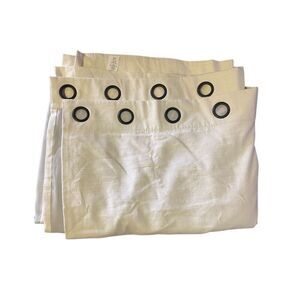 Pottery Barn Ivory Grommet Linen Curtain Panel with Black Rings